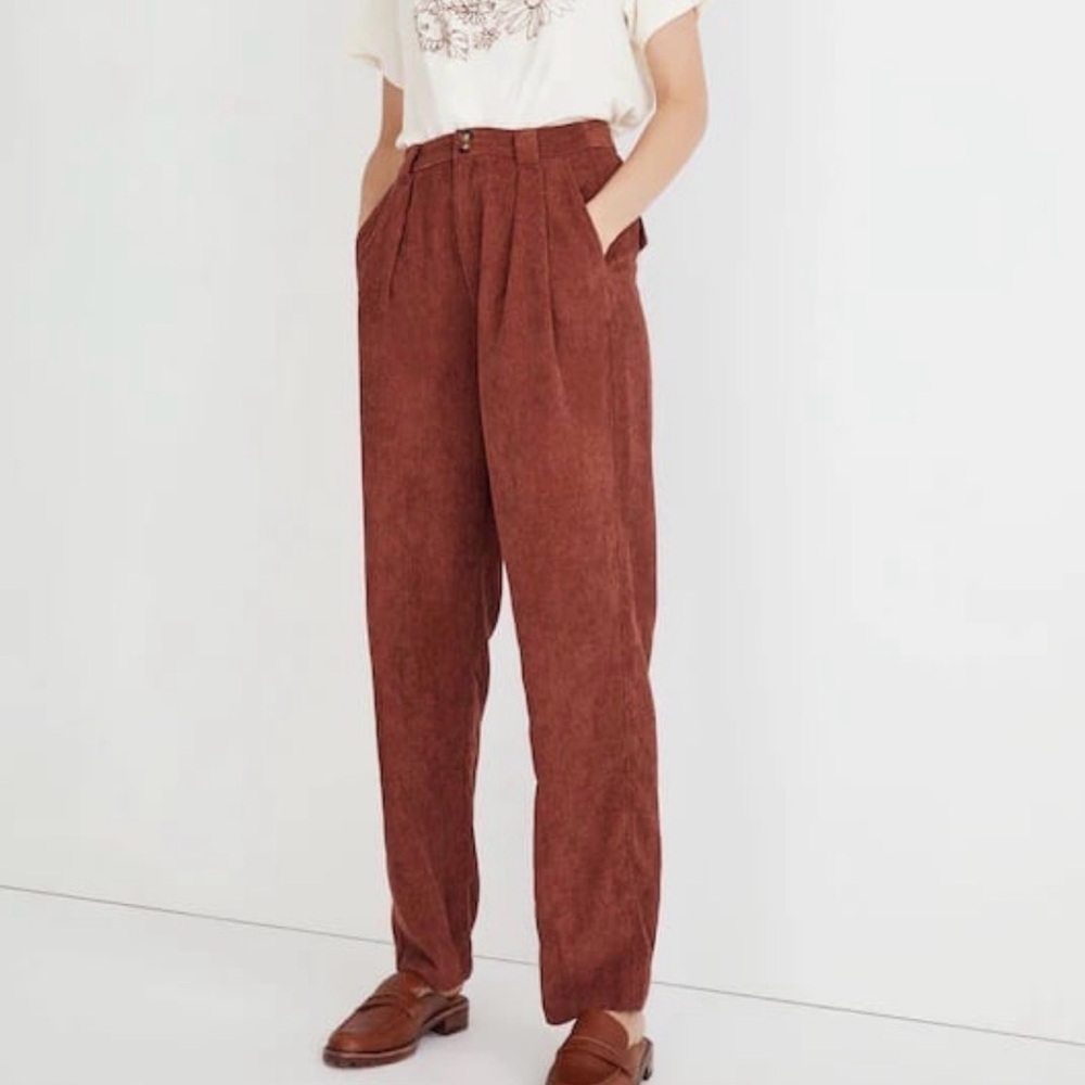 MADEWELL RUST BROWN CORDUROY WIDE LEG PANTS WOMENS SZ 0
